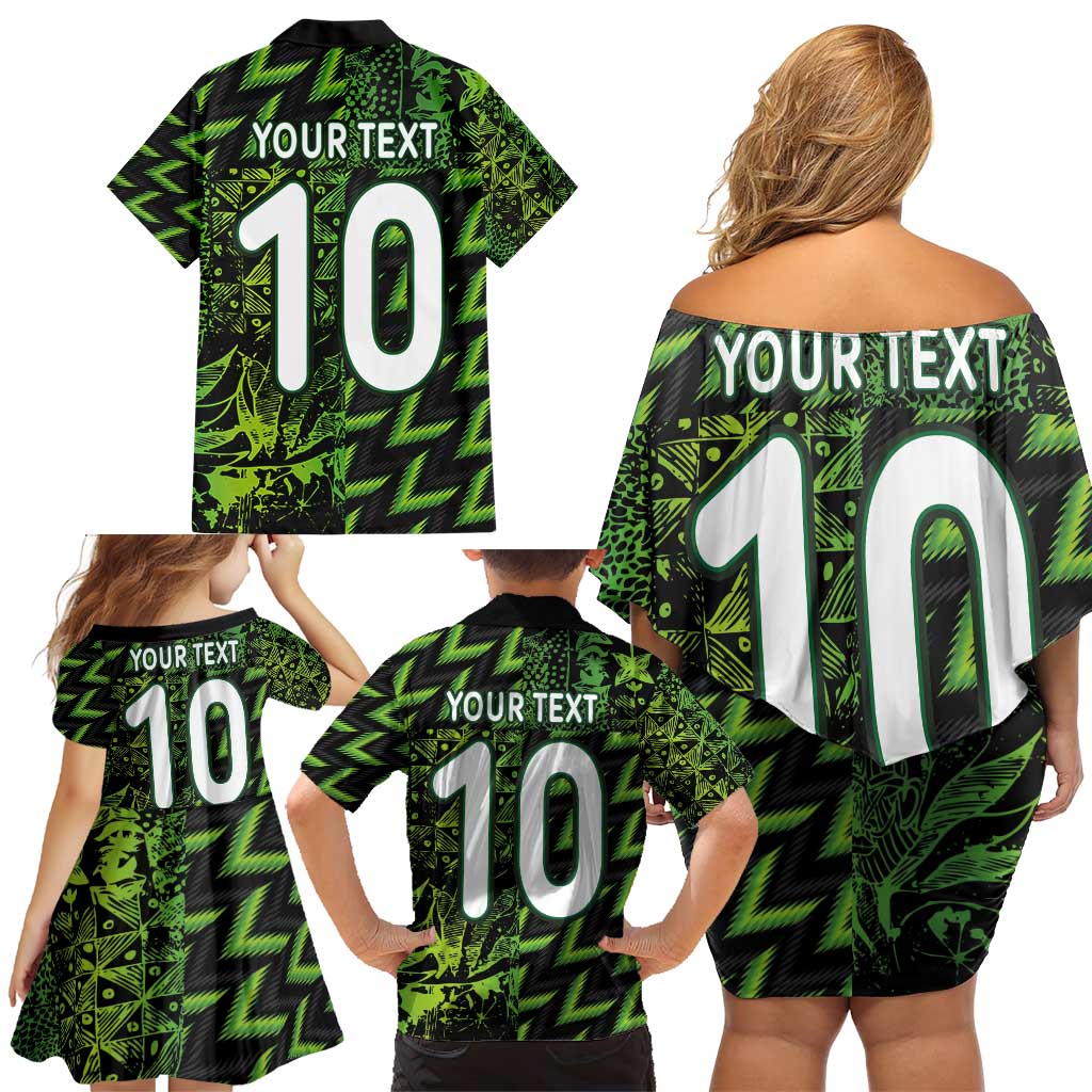 Custom Nigeria Football Family Matching Off Shoulder Short Dress and Hawaiian Shirt Super Eagles Champions - Wonder Print Shop