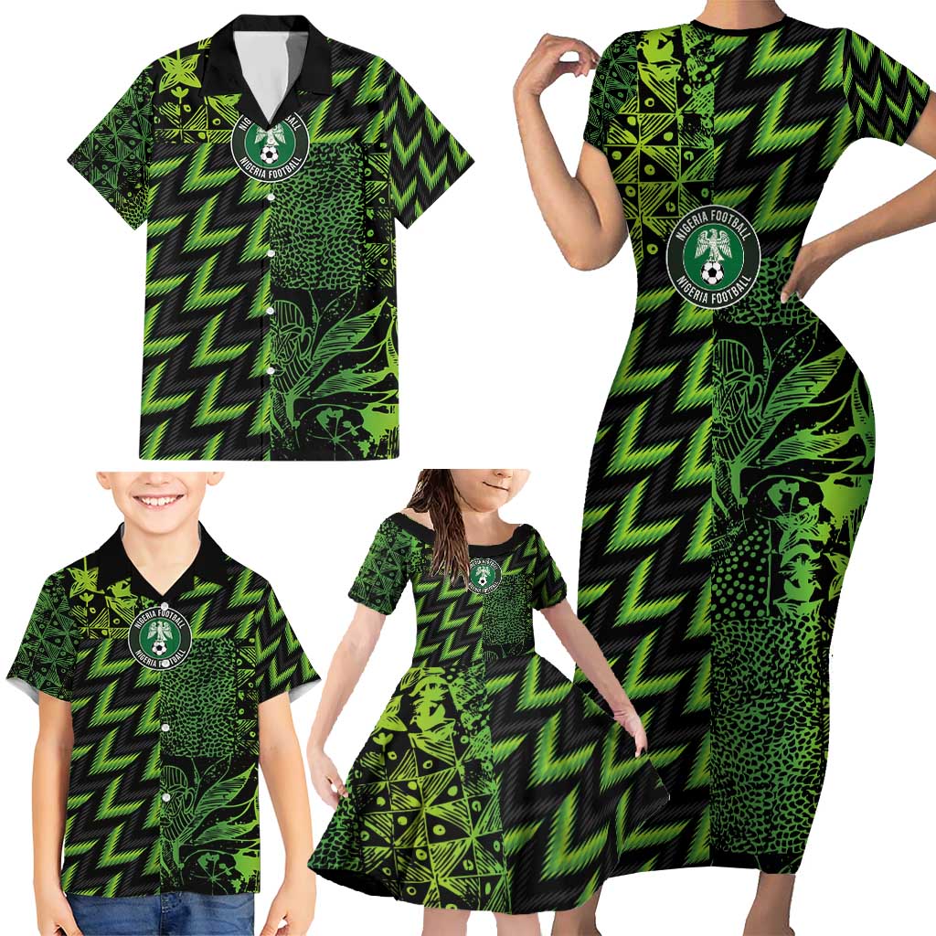 Custom Nigeria Football Family Matching Short Sleeve Bodycon Dress and Hawaiian Shirt Super Eagles Champions - Wonder Print Shop