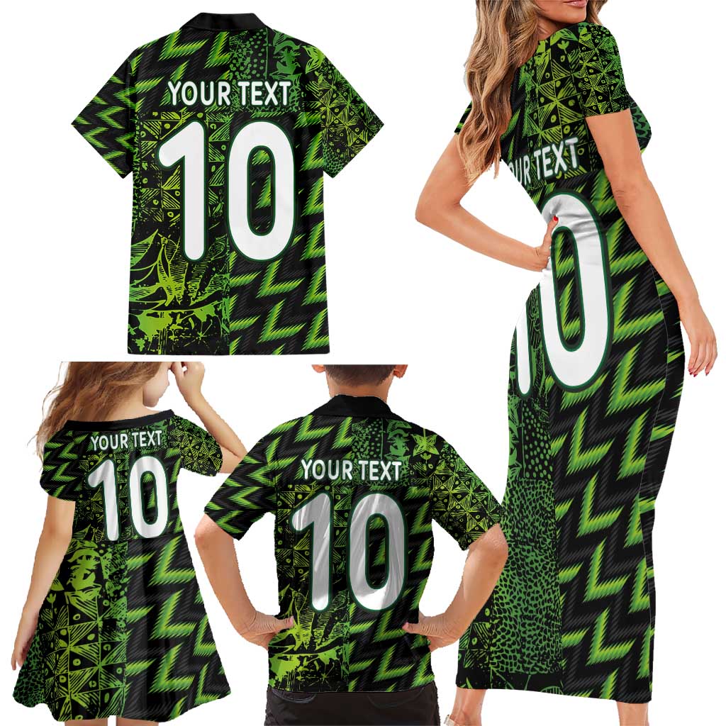 Custom Nigeria Football Family Matching Short Sleeve Bodycon Dress and Hawaiian Shirt Super Eagles Champions - Wonder Print Shop