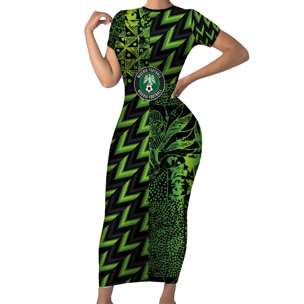 Custom Nigeria Football Family Matching Short Sleeve Bodycon Dress and Hawaiian Shirt Super Eagles Champions - Wonder Print Shop