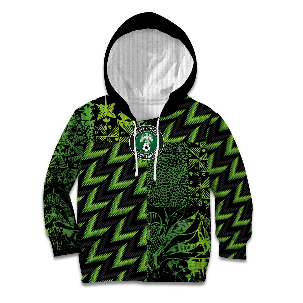 Custom Nigeria Football Kid Hoodie Super Eagles Champions - Wonder Print Shop