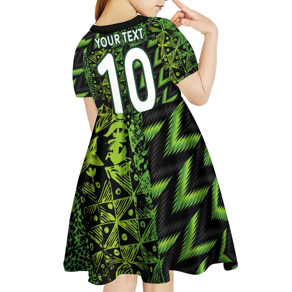 Custom Nigeria Football Kid Short Sleeve Dress Super Eagles Champions - Wonder Print Shop