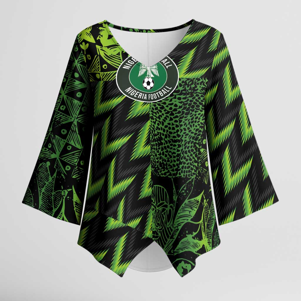 Custom Nigeria Football Kimono Sleeve Blouse Super Eagles Champions - Wonder Print Shop