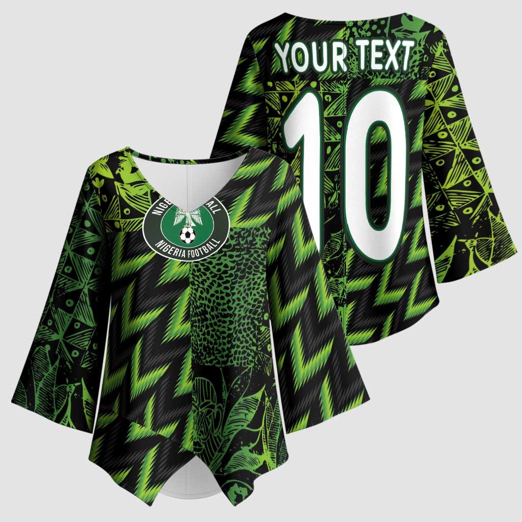 Custom Nigeria Football Kimono Sleeve Blouse Super Eagles Champions - Wonder Print Shop