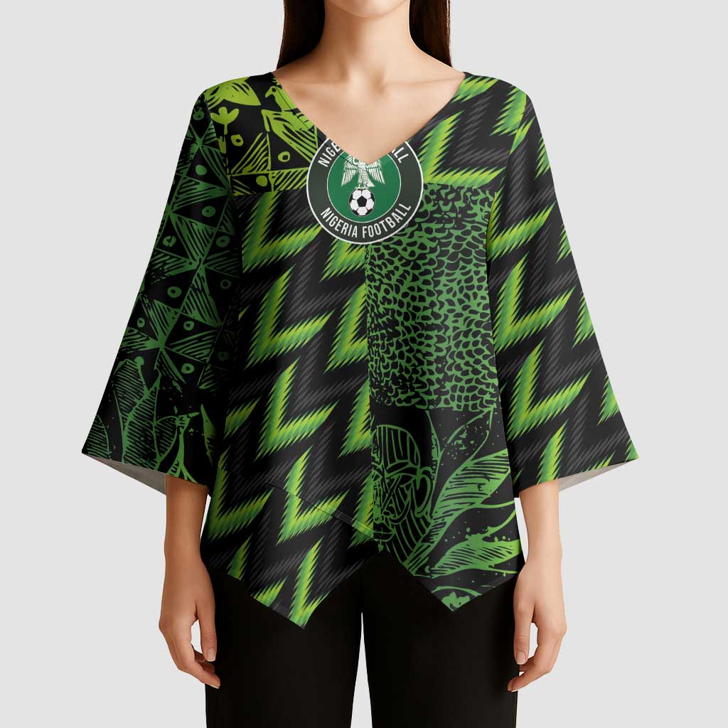 Custom Nigeria Football Kimono Sleeve Blouse Super Eagles Champions - Wonder Print Shop