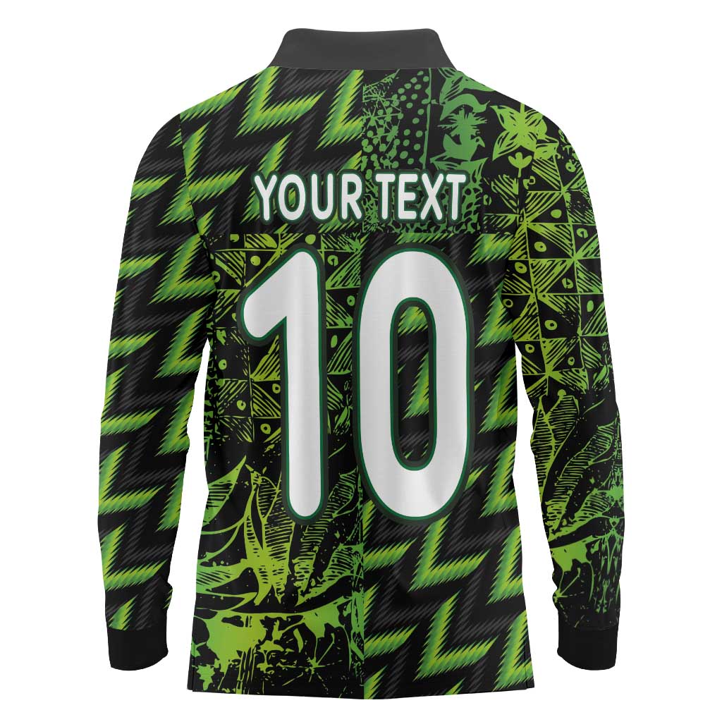 Custom Nigeria Football Long Sleeve Polo Shirt Super Eagles Champions - Wonder Print Shop