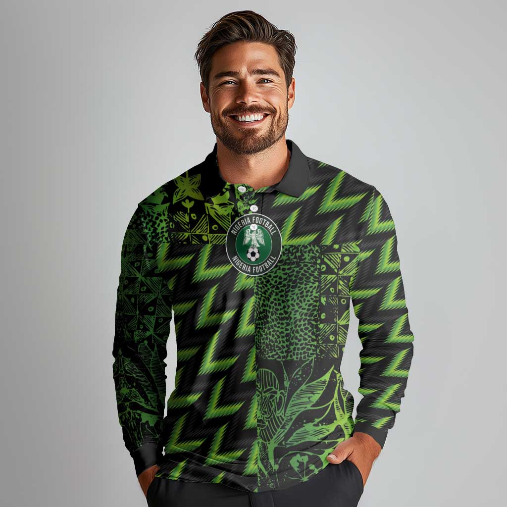 Custom Nigeria Football Long Sleeve Polo Shirt Super Eagles Champions - Wonder Print Shop