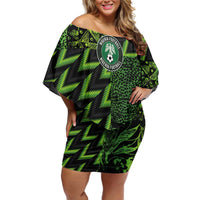 Custom Nigeria Football Off Shoulder Short Dress Super Eagles Champions - Wonder Print Shop