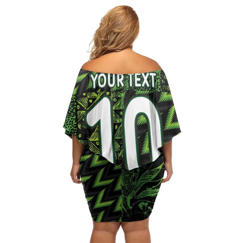 Custom Nigeria Football Off Shoulder Short Dress Super Eagles Champions - Wonder Print Shop