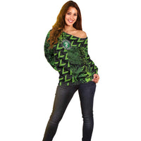 Custom Nigeria Football Off Shoulder Sweater Super Eagles Champions - Wonder Print Shop