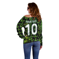 Custom Nigeria Football Off Shoulder Sweater Super Eagles Champions - Wonder Print Shop