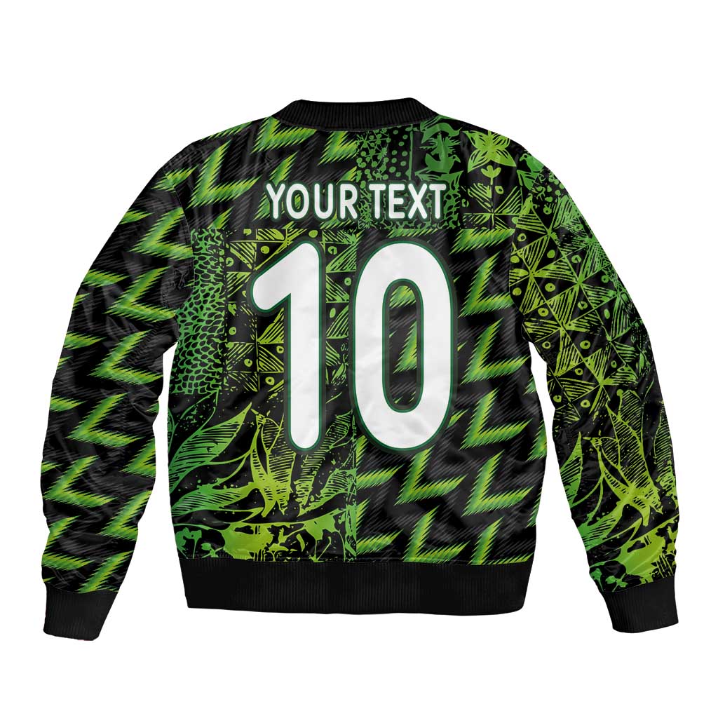 Custom Nigeria Football Sleeve Zip Bomber Jacket Super Eagles Champions - Wonder Print Shop