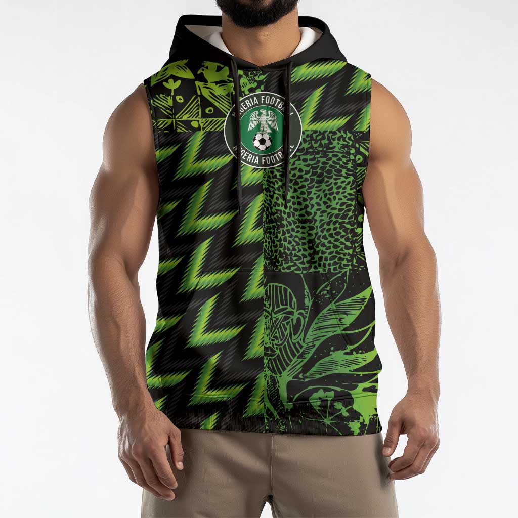 Custom Nigeria Football Sleeveless Hoodie Super Eagles Champions - Wonder Print Shop