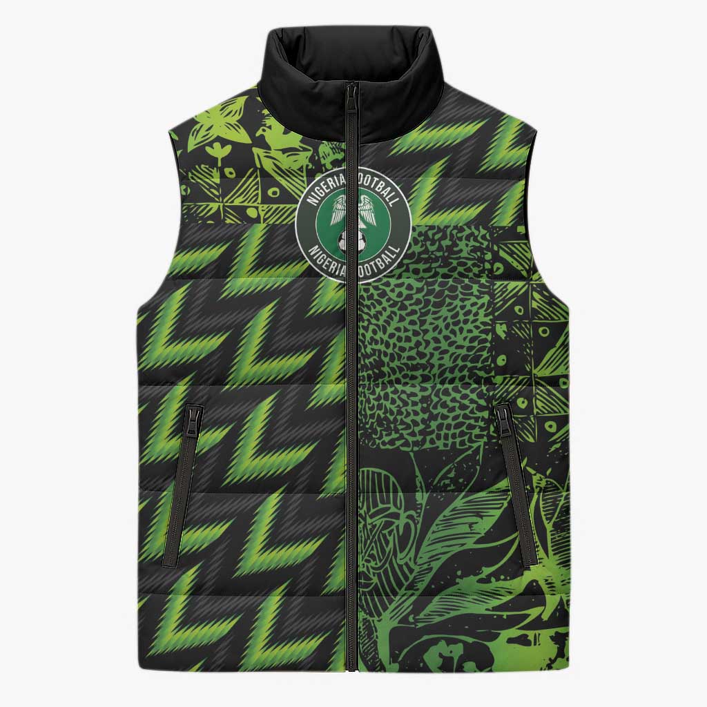 Custom Nigeria Football Sleeveless Puffer Jacket Super Eagles Champions - Wonder Print Shop