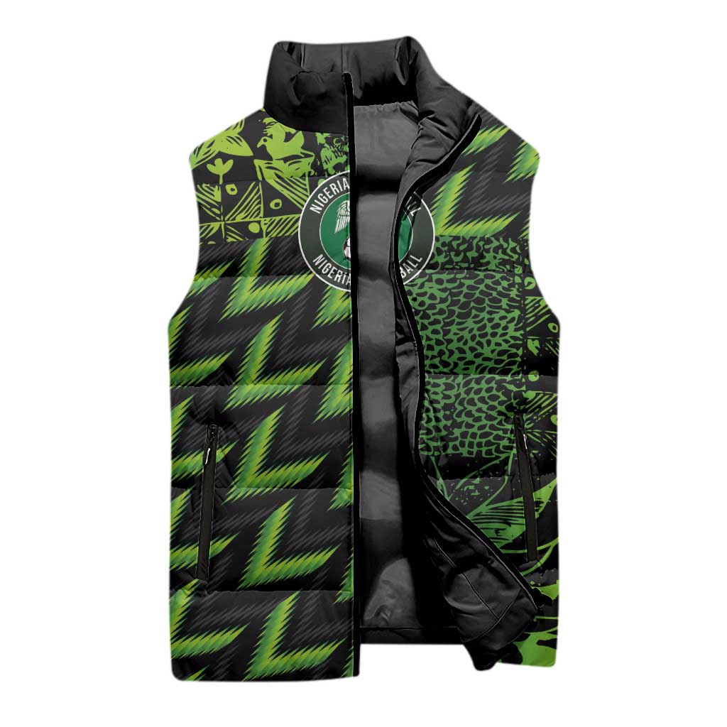 Custom Nigeria Football Sleeveless Puffer Jacket Super Eagles Champions - Wonder Print Shop