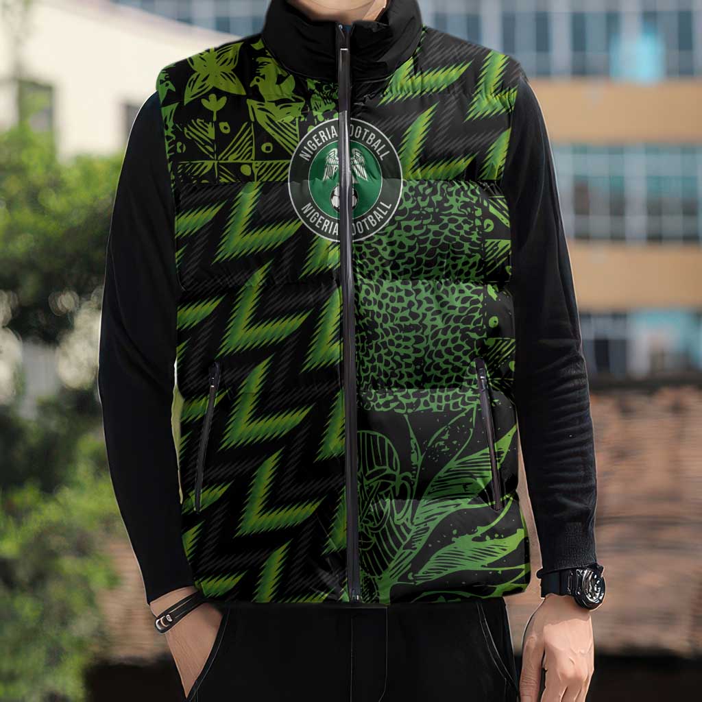 Custom Nigeria Football Sleeveless Puffer Jacket Super Eagles Champions - Wonder Print Shop