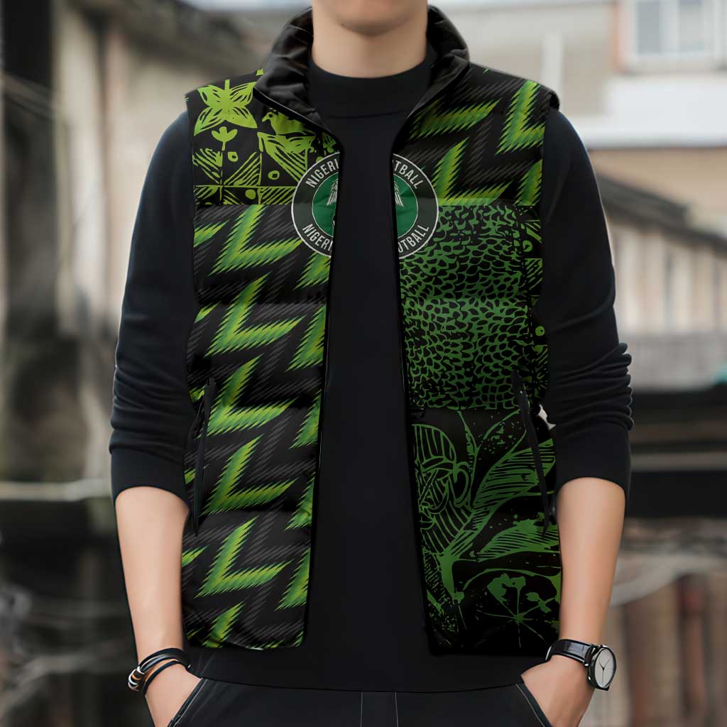 Custom Nigeria Football Sleeveless Puffer Jacket Super Eagles Champions - Wonder Print Shop