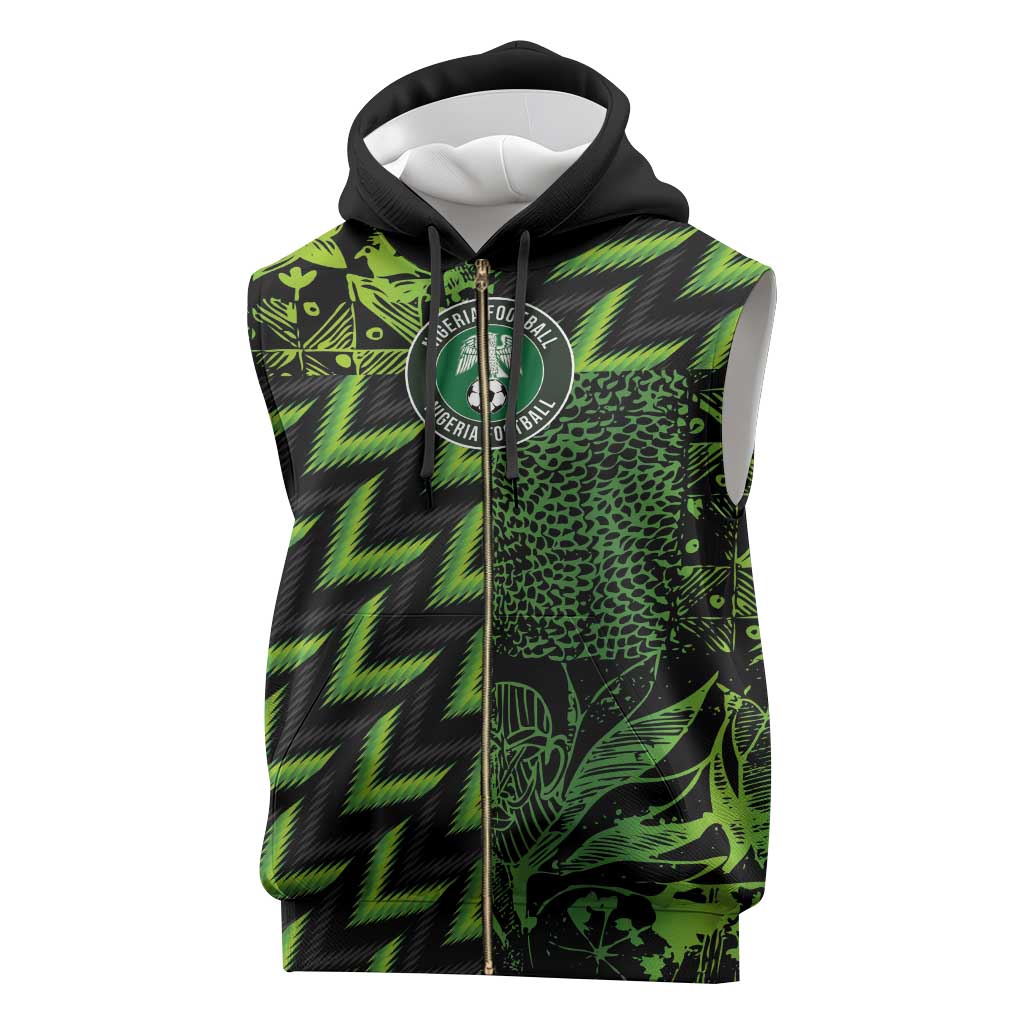 Custom Nigeria Football Sleeveless Zip Hoodie Super Eagles Champions - Wonder Print Shop
