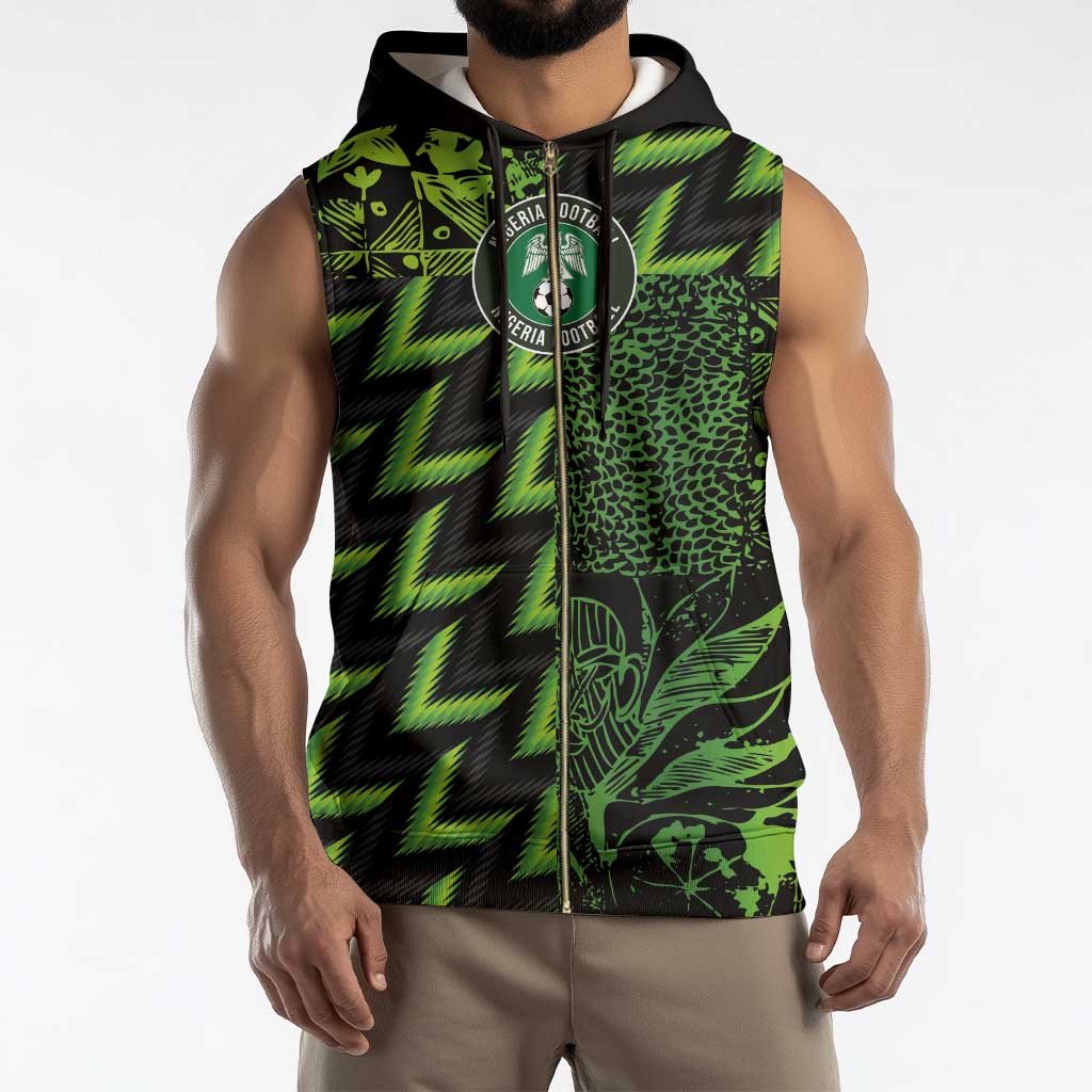 Custom Nigeria Football Sleeveless Zip Hoodie Super Eagles Champions - Wonder Print Shop