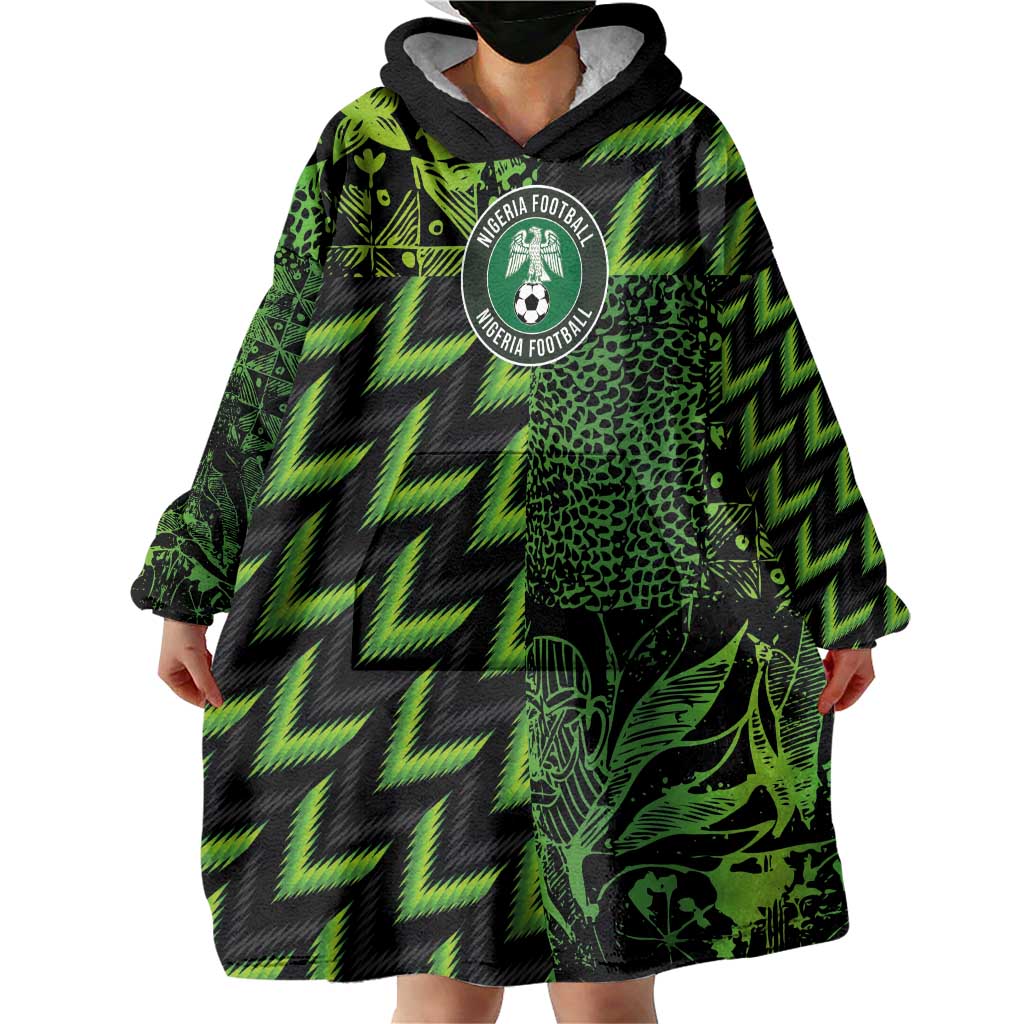 Custom Nigeria Football Wearable Blanket Hoodie Super Eagles Champions - Wonder Print Shop