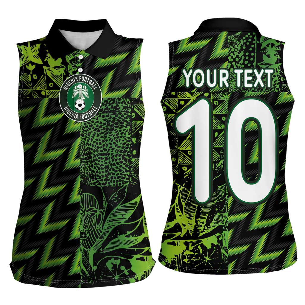 Custom Nigeria Football Women Sleeveless Polo Shirt Super Eagles Champions - Wonder Print Shop