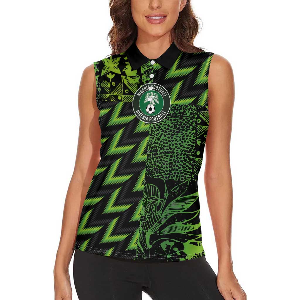 Custom Nigeria Football Women Sleeveless Polo Shirt Super Eagles Champions - Wonder Print Shop