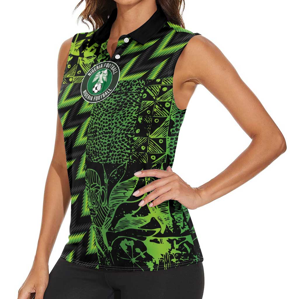 Custom Nigeria Football Women Sleeveless Polo Shirt Super Eagles Champions - Wonder Print Shop
