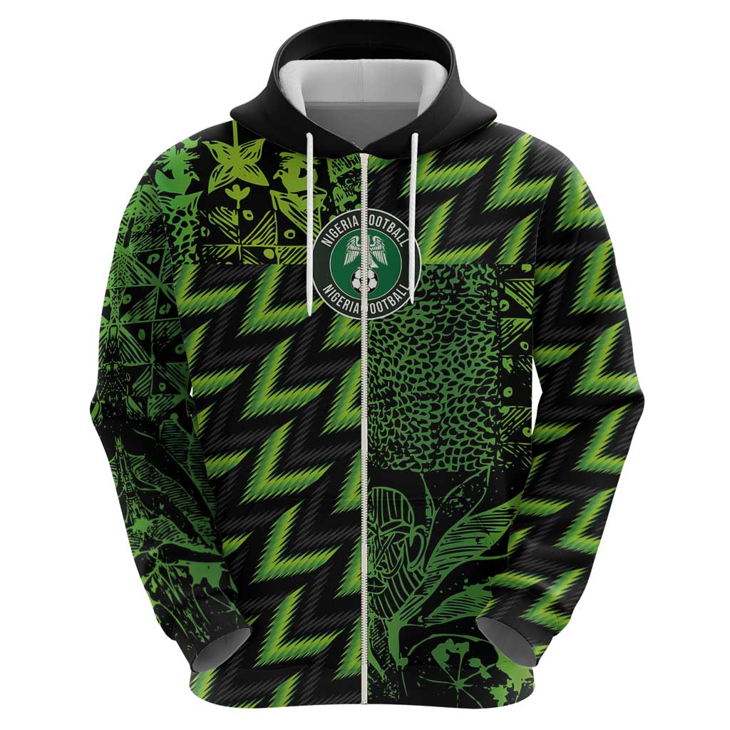 Custom Nigeria Football Zip Hoodie Super Eagles Champions - Wonder Print Shop