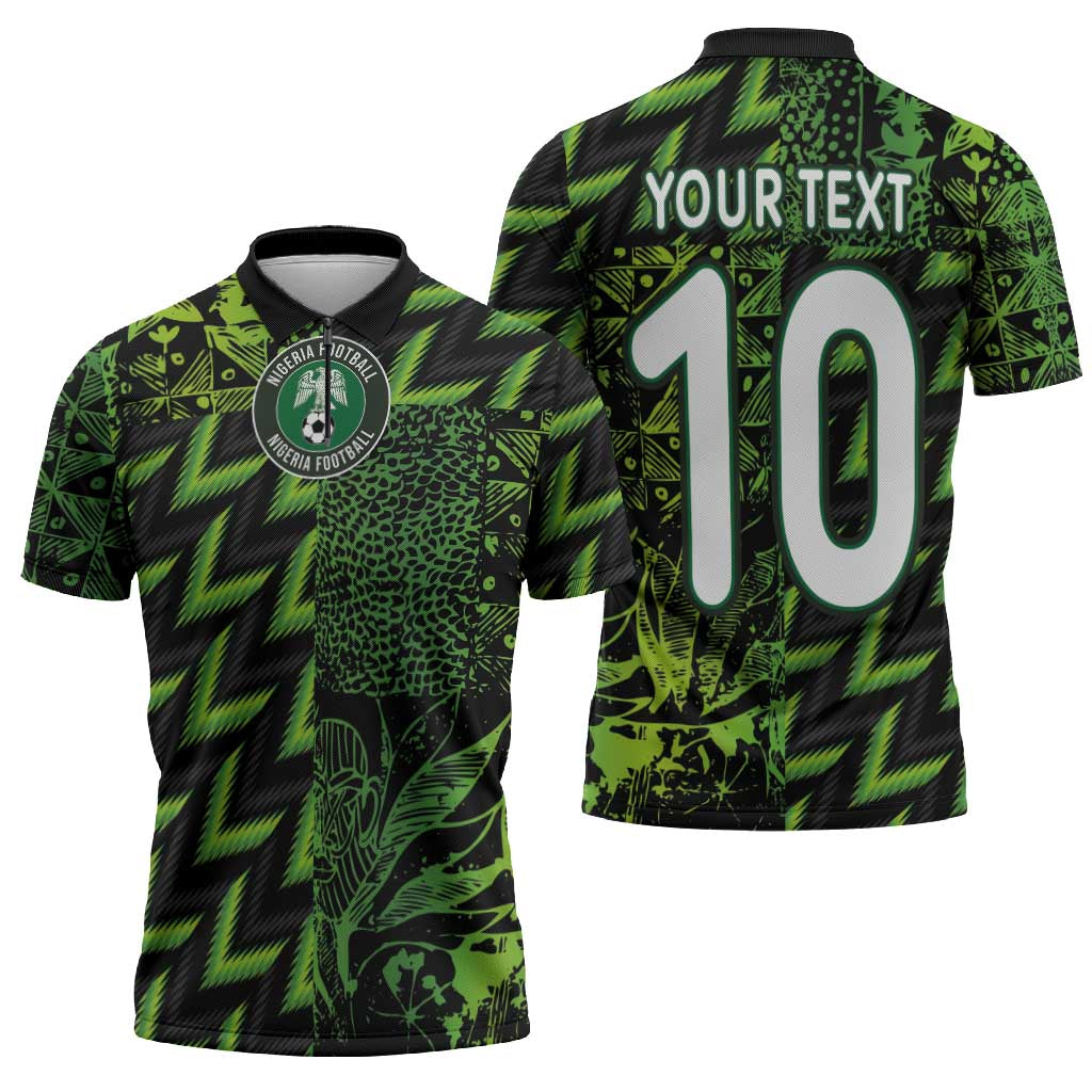 Custom Nigeria Football Zipper Polo Shirt Super Eagles Champions - Wonder Print Shop
