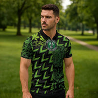 Custom Nigeria Football Zipper Polo Shirt Super Eagles Champions - Wonder Print Shop