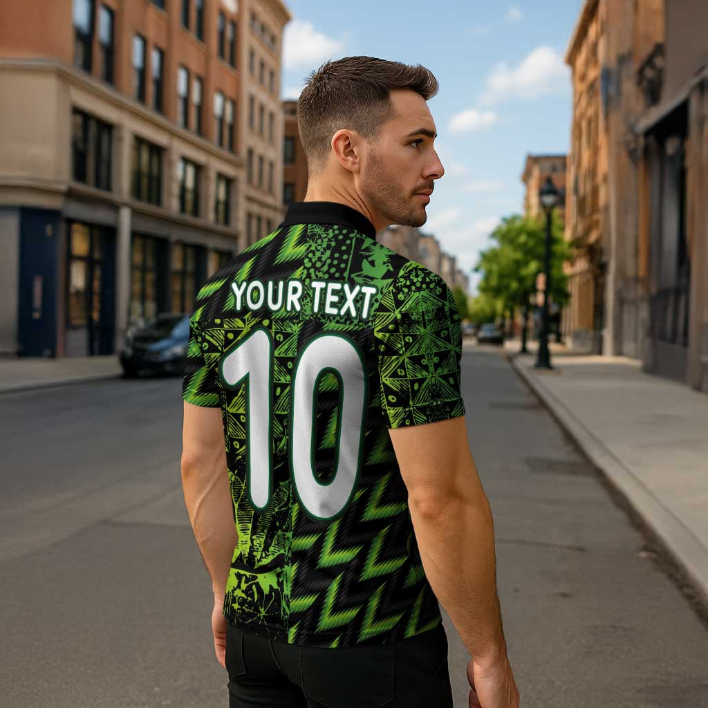 Custom Nigeria Football Zipper Polo Shirt Super Eagles Champions - Wonder Print Shop