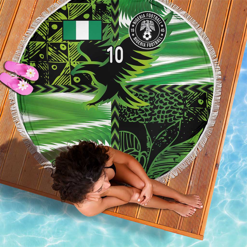 Custom Nigeria Football Beach Blanket Super Eagles Spirit - Wonder Print Shop