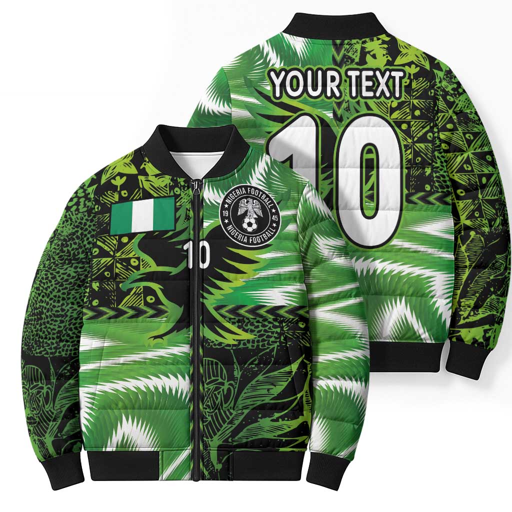 Custom Nigeria Football Bomber Puffer Jacket Super Eagles Spirit - Wonder Print Shop