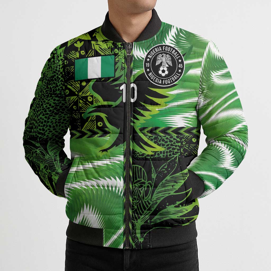Custom Nigeria Football Bomber Puffer Jacket Super Eagles Spirit - Wonder Print Shop