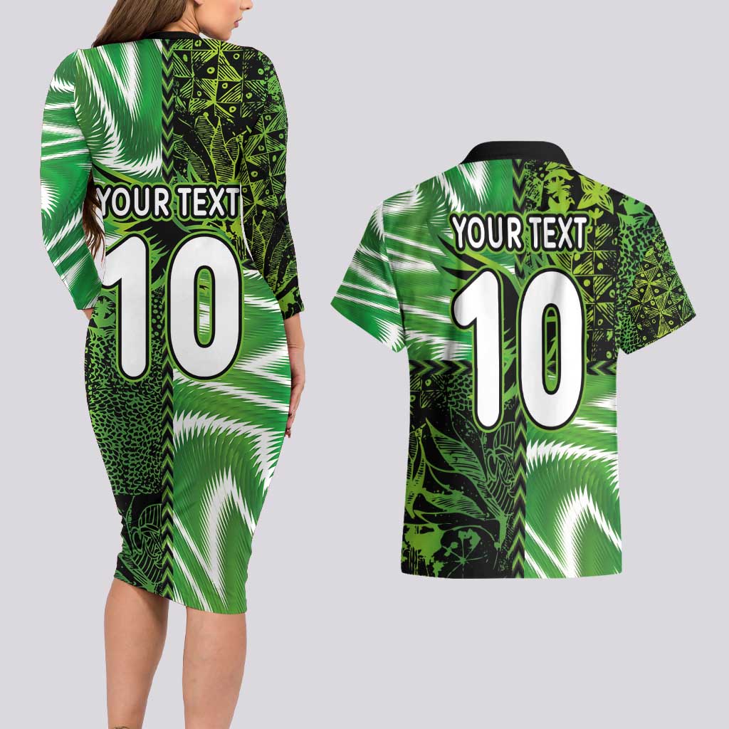 Custom Nigeria Football Couples Matching Long Sleeve Bodycon Dress and Hawaiian Shirt Super Eagles Spirit - Wonder Print Shop