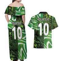 Custom Nigeria Football Couples Matching Off Shoulder Maxi Dress and Hawaiian Shirt Super Eagles Spirit - Wonder Print Shop