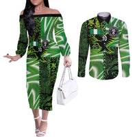 Custom Nigeria Football Couples Matching Off The Shoulder Long Sleeve Dress and Long Sleeve Button Shirt Super Eagles Spirit - Wonder Print Shop
