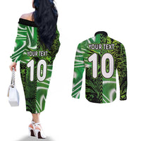 Custom Nigeria Football Couples Matching Off The Shoulder Long Sleeve Dress and Long Sleeve Button Shirt Super Eagles Spirit - Wonder Print Shop