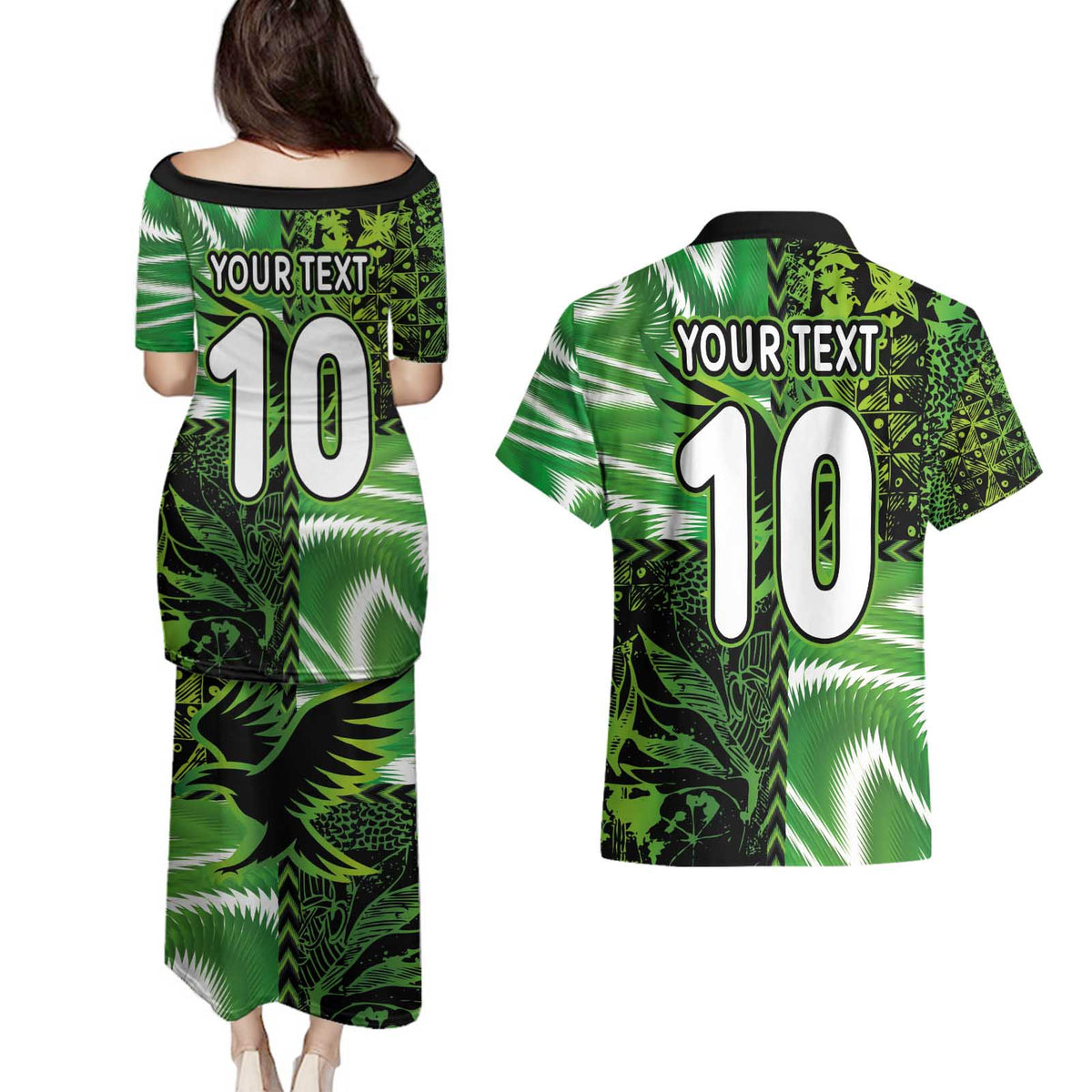 Custom Nigeria Football Couples Matching Puletasi and Hawaiian Shirt Super Eagles Spirit - Wonder Print Shop