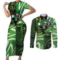 Custom Nigeria Football Couples Matching Short Sleeve Bodycon Dress and Long Sleeve Button Shirt Super Eagles Spirit - Wonder Print Shop
