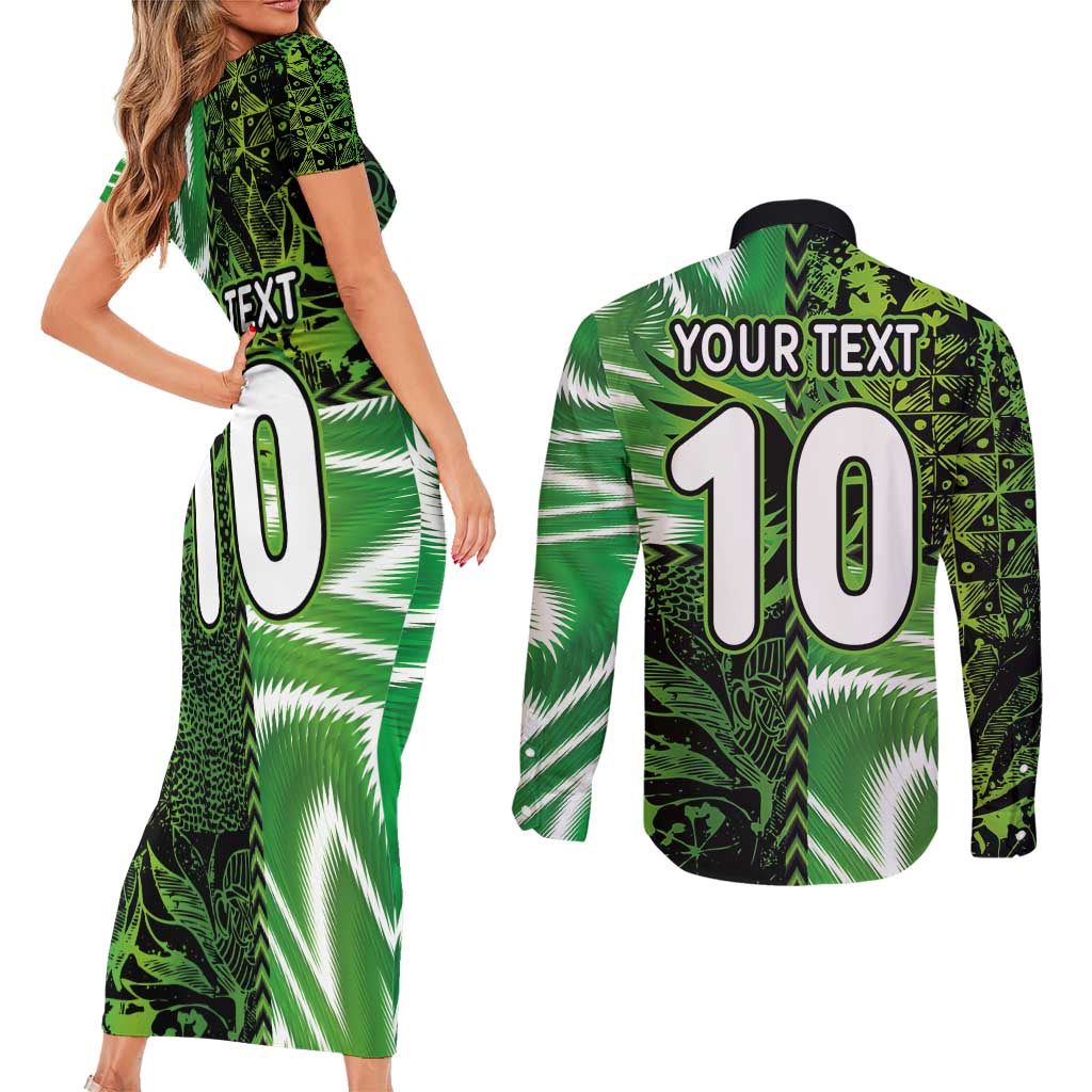 Custom Nigeria Football Couples Matching Short Sleeve Bodycon Dress and Long Sleeve Button Shirt Super Eagles Spirit - Wonder Print Shop