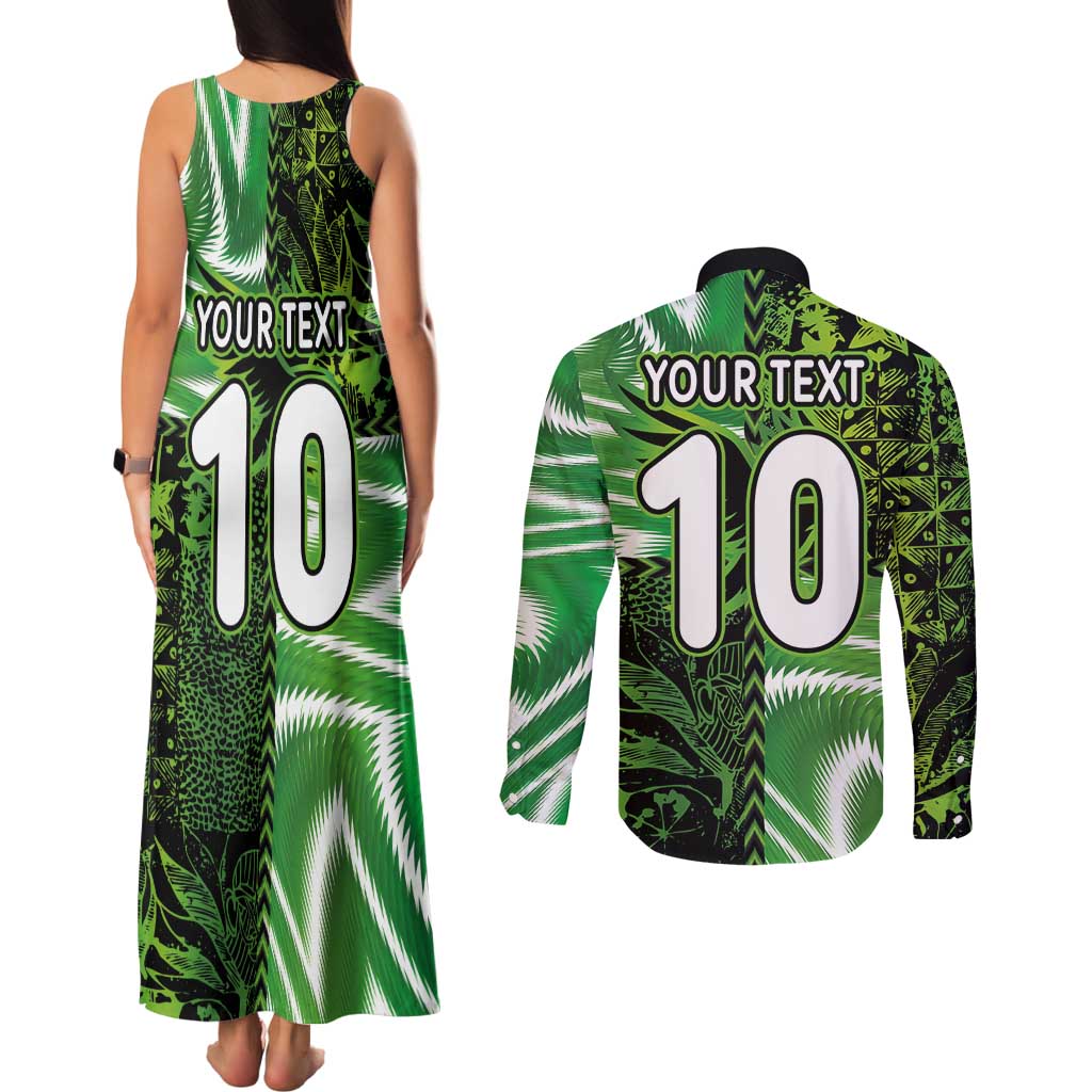 Custom Nigeria Football Couples Matching Tank Maxi Dress and Long Sleeve Button Shirt Super Eagles Spirit - Wonder Print Shop