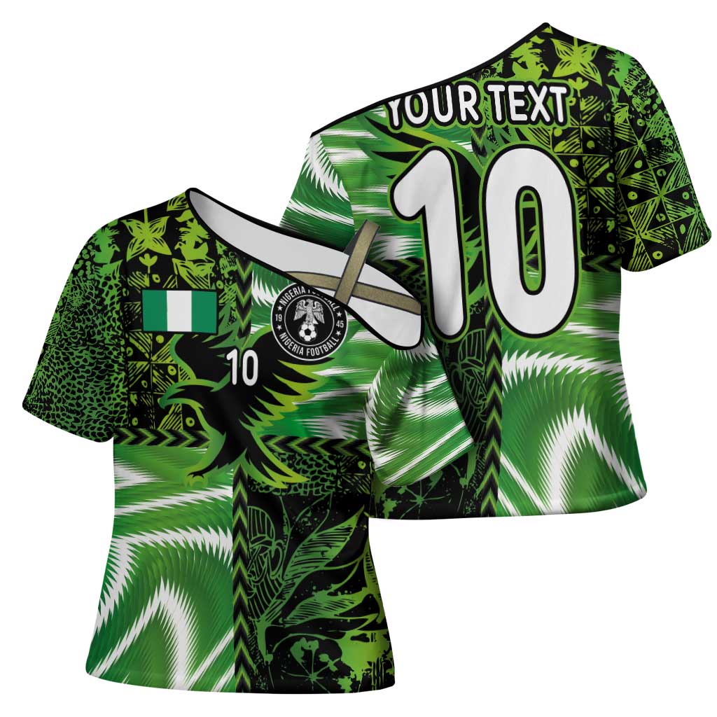 Custom Nigeria Football Cross Shoulder Shirt Super Eagles Spirit - Wonder Print Shop