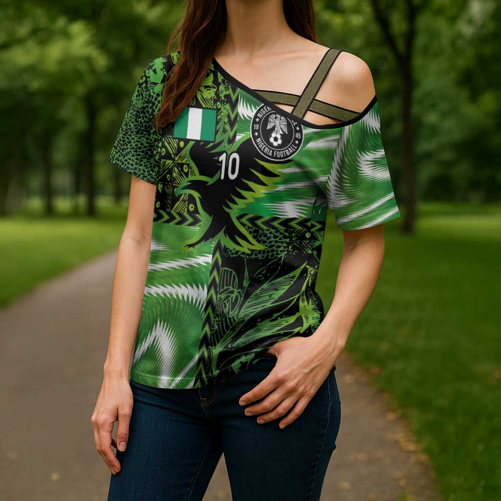 Custom Nigeria Football Cross Shoulder Shirt Super Eagles Spirit - Wonder Print Shop
