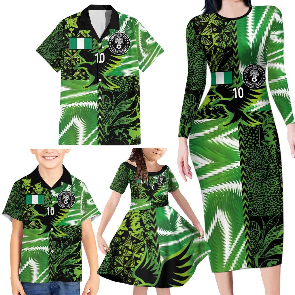 Custom Nigeria Football Family Matching Long Sleeve Bodycon Dress and Hawaiian Shirt Super Eagles Spirit - Wonder Print Shop
