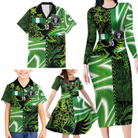 Custom Nigeria Football Family Matching Long Sleeve Bodycon Dress and Hawaiian Shirt Super Eagles Spirit - Wonder Print Shop