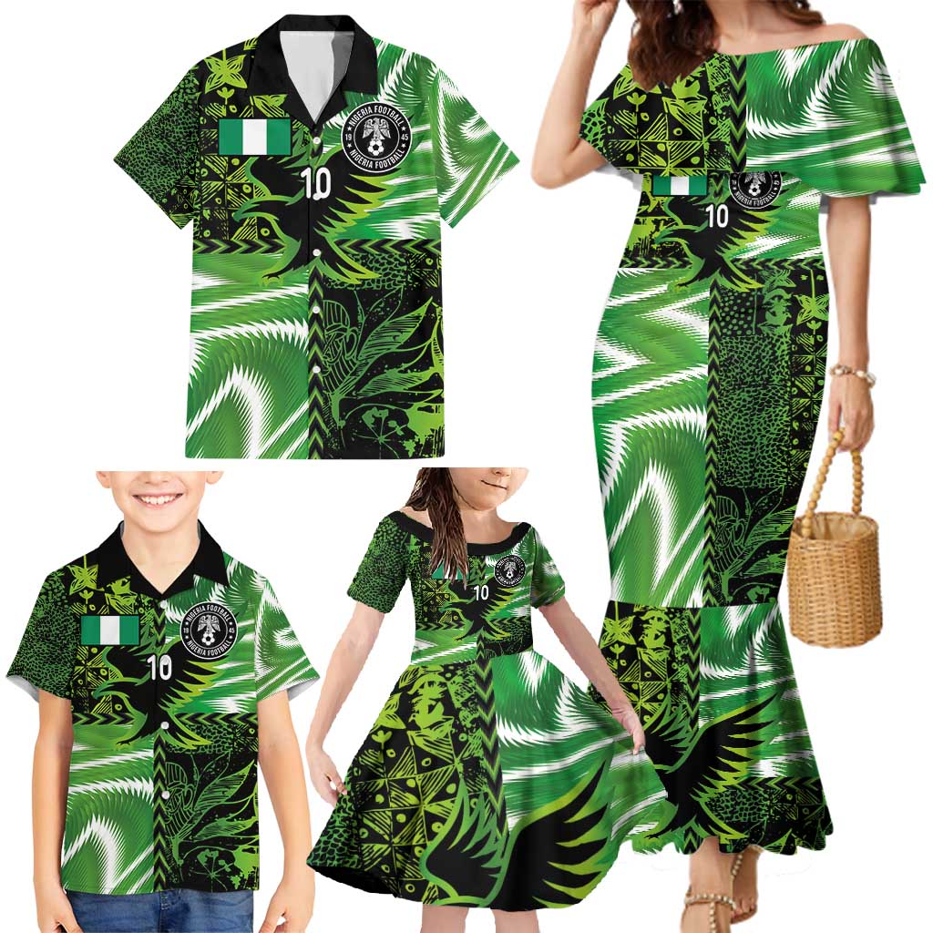 Custom Nigeria Football Family Matching Mermaid Dress and Hawaiian Shirt Super Eagles Spirit - Wonder Print Shop