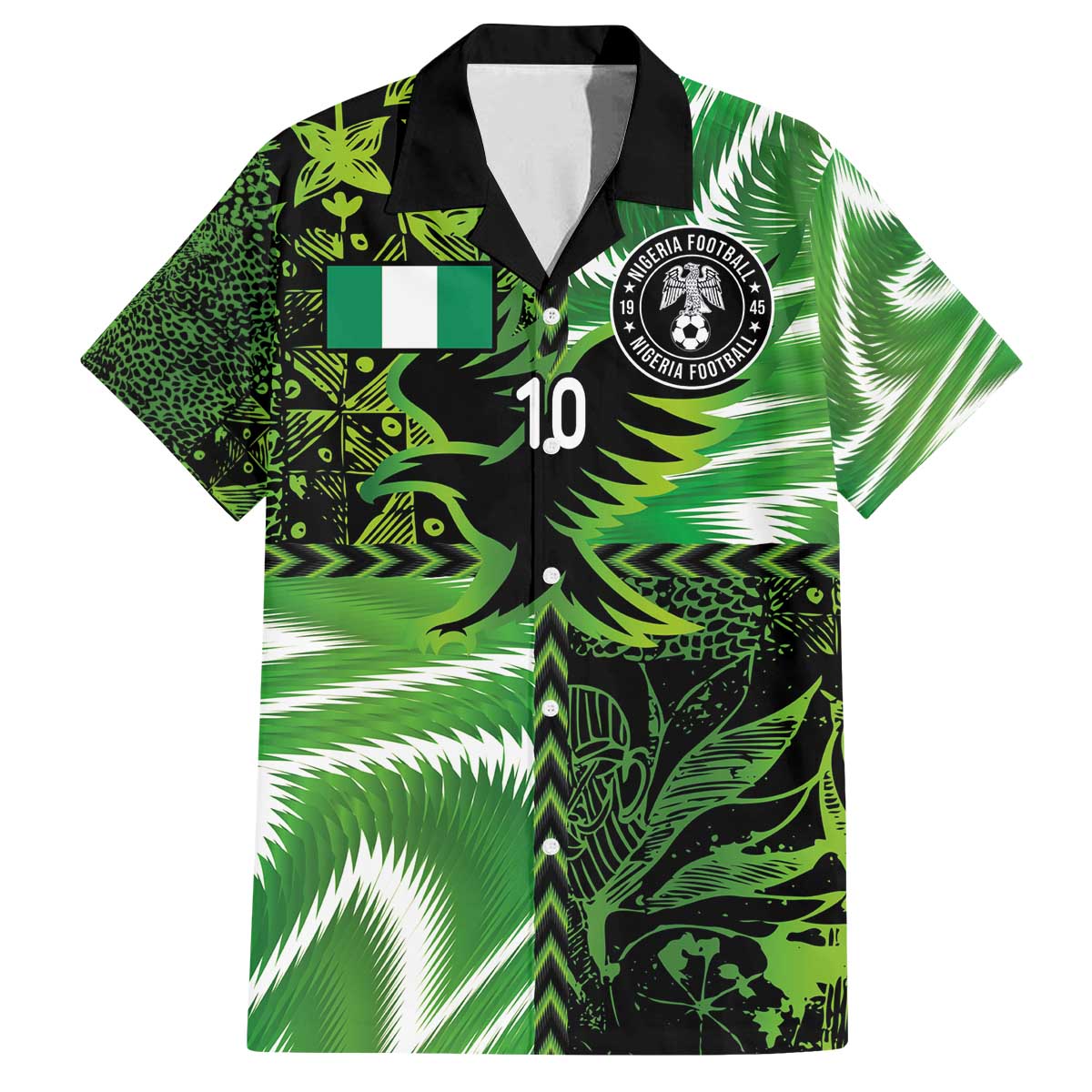 Custom Nigeria Football Family Matching Off The Shoulder Long Sleeve Dress and Hawaiian Shirt Super Eagles Spirit - Wonder Print Shop