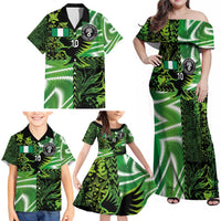 Custom Nigeria Football Family Matching Off Shoulder Maxi Dress and Hawaiian Shirt Super Eagles Spirit - Wonder Print Shop