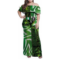 Custom Nigeria Football Family Matching Off Shoulder Maxi Dress and Hawaiian Shirt Super Eagles Spirit - Wonder Print Shop